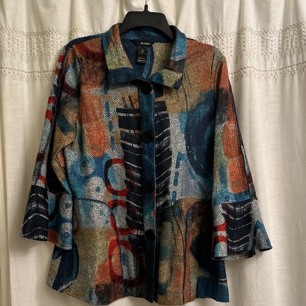 Ali Miles Multicolor Abstract Button-Front Jacket